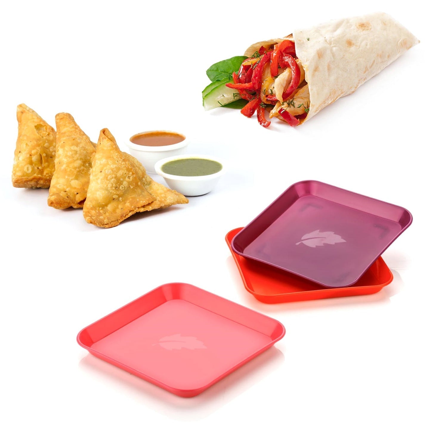 2706 Square Plastic Dinner Plate Set (Set of 6 Pcs) Colorful Snacks / Breakfast Plate DeoDap