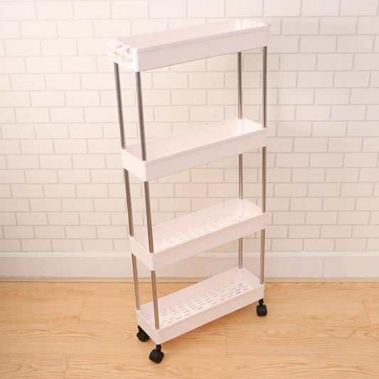 2156 Plastic 4 layer folding trolly Storage Organizer for Kitchen Storage Rack Shelf Trolley Rack with Caster Wheels (4 LAYER) DeoDap