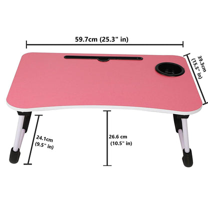 4494 Multi-Purpose Laptop Desk for Study and Reading with Foldable Non-Slip Legs Reading Table Tray , Laptop Table ,Laptop Stands, Laptop Desk, Foldable Study Laptop Table ( PINK ) DeoDap