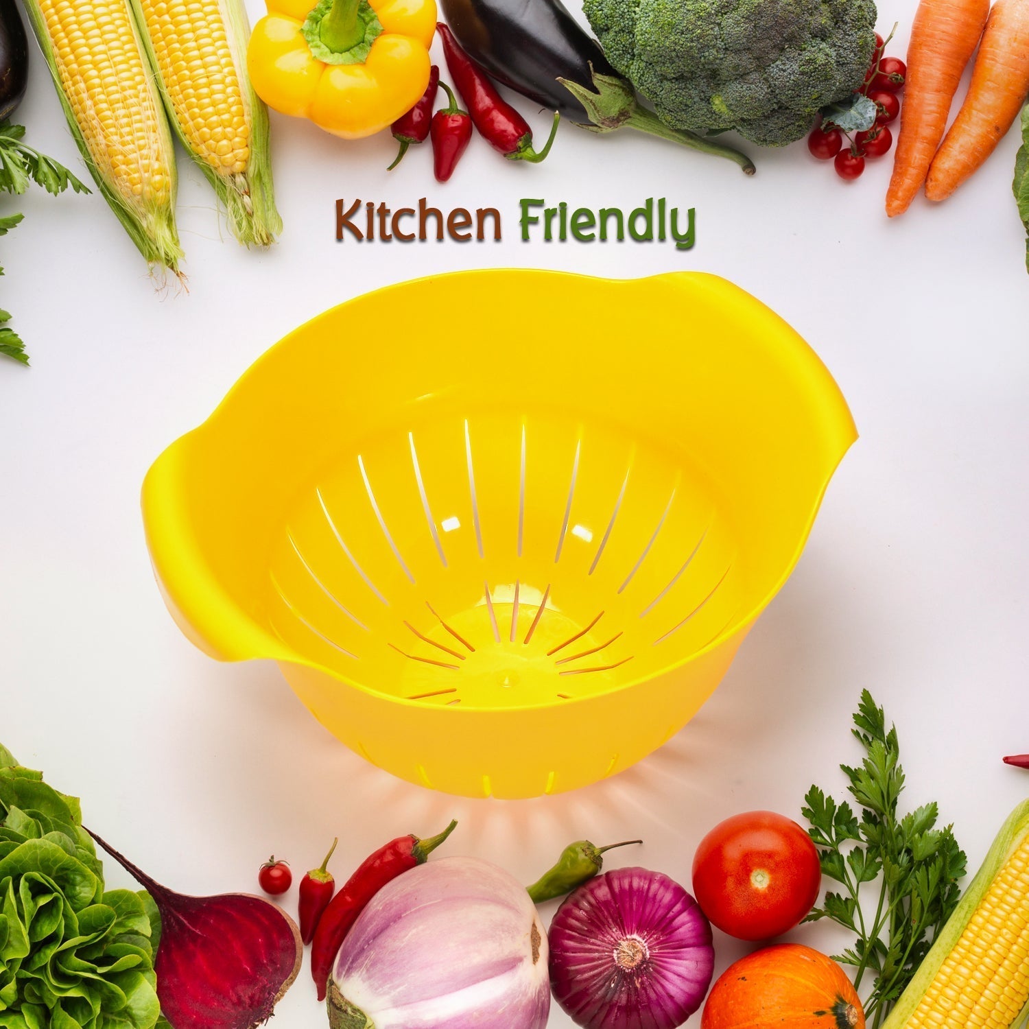 2312 Plastic Fruits Vegetable Noodles Pasta Washing Bowl & Strainer DeoDap