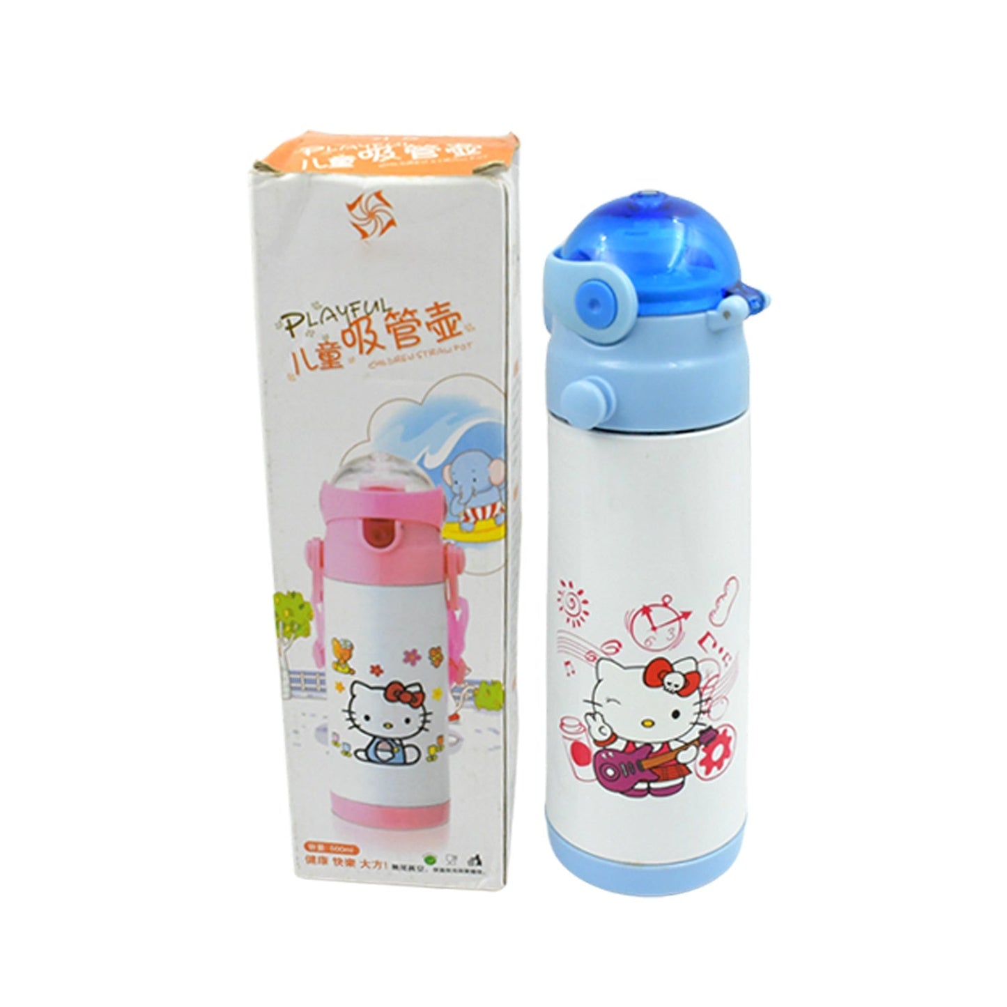 8373 Stainless Steel Vacuum Flask Insulated Water Bottle Specially Designed Push Button Sipper Water Bottle with Soft Straw and Neck Strap, For Sports And Travel , STAINLESS STEEL SPORTS WATER BOTTLES, STEEL FRIDGE BOTTLE FOR OFFICE/GYM/SCHOOL (500ML)