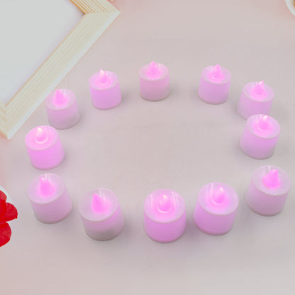 6632A Pink Flameless LED Tealights, Smokeless Plastic Decorative Candles - Led Tea Light Candle For Home Decoration (Pack Of 12pc) ( Diya , Divo , Diva , Deepak , Jyoti)