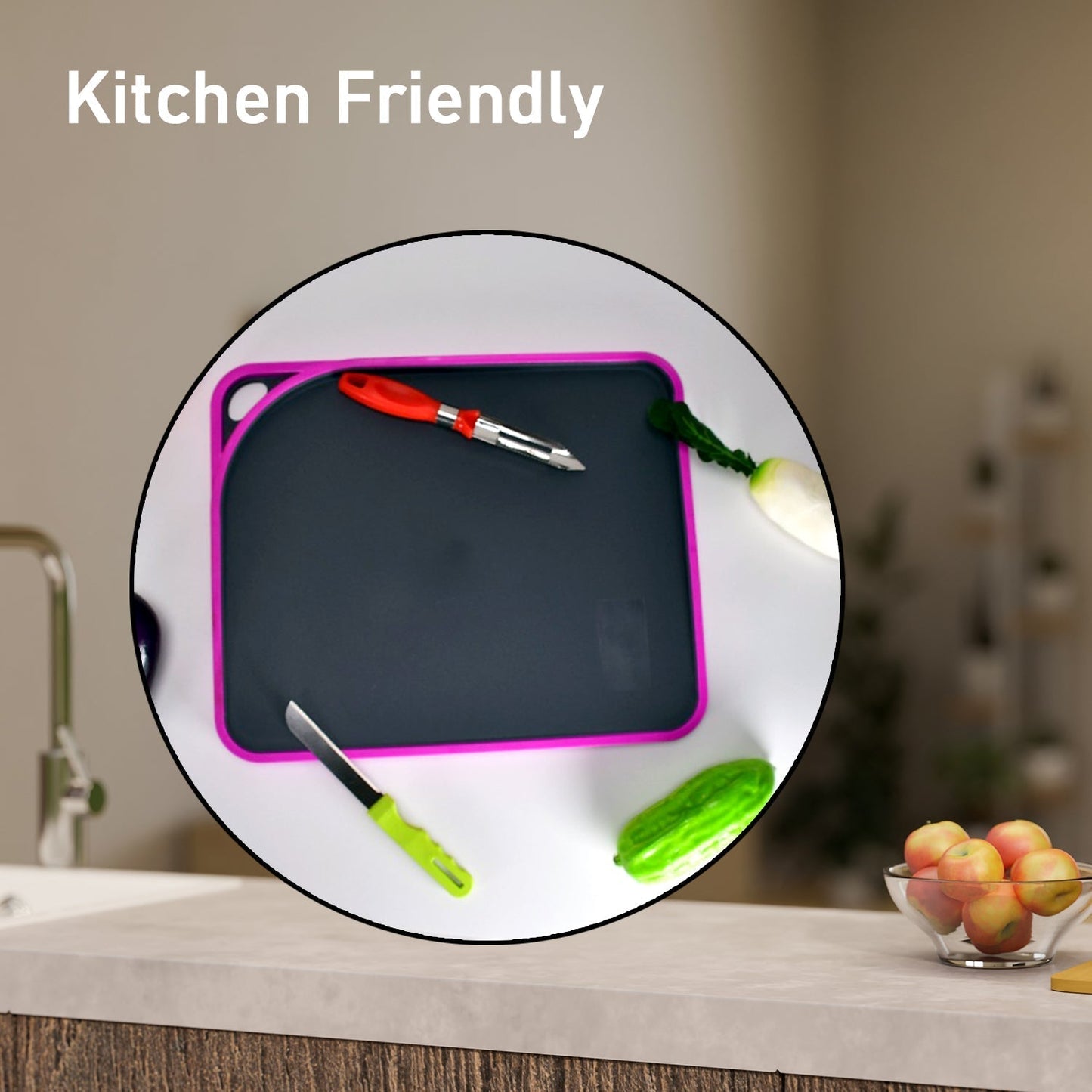 2462 Vegetables and Fruits Cutting Chopping Board Plastic Chopper Cutter Board Non-slip Antibacterial Surface with Extra Thickness DeoDap