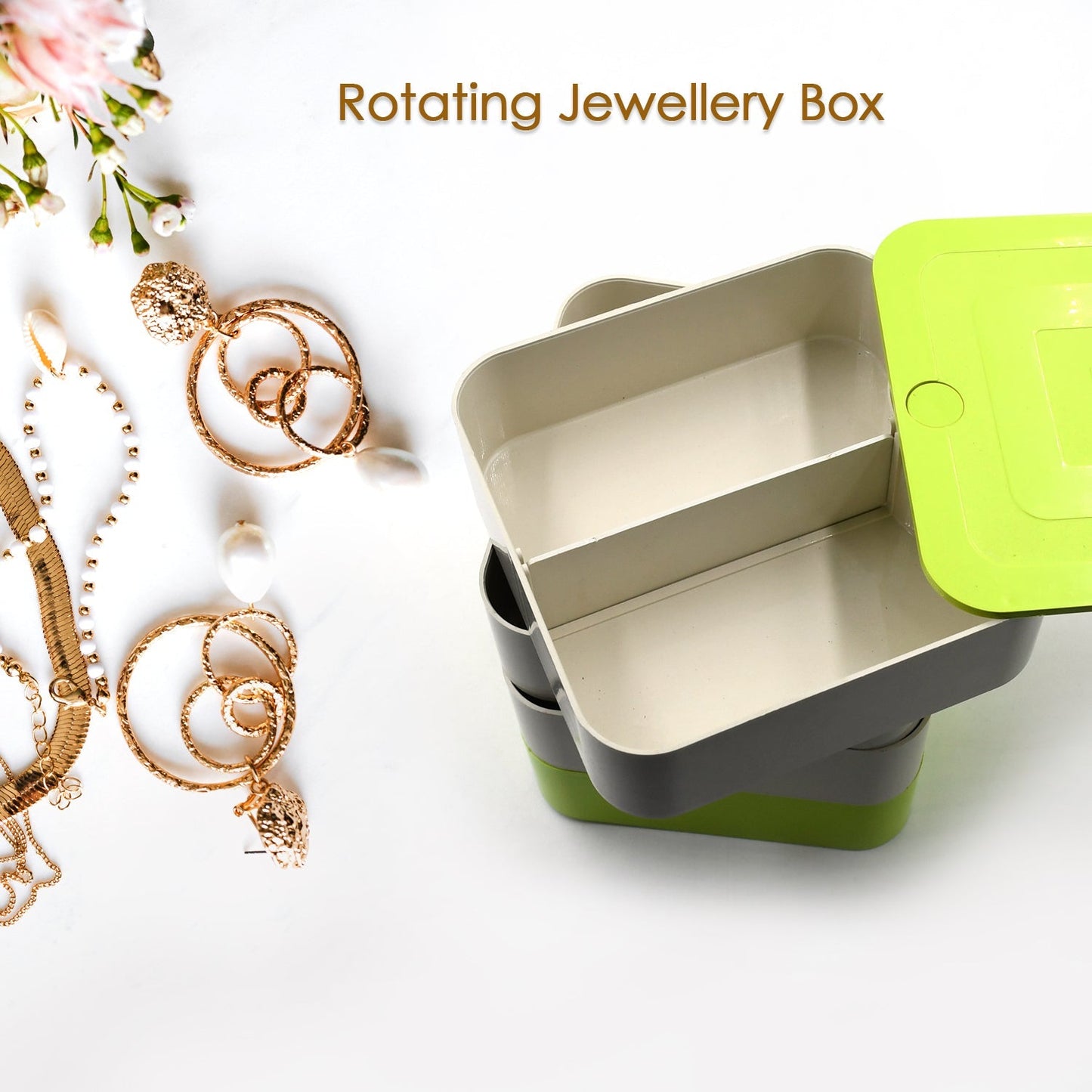 4023B 4 Layers Jewelry Box, 360 Degree Rotating Jewelry Box, Jewelry and Earring Organizer Box, Accessory Storage Box