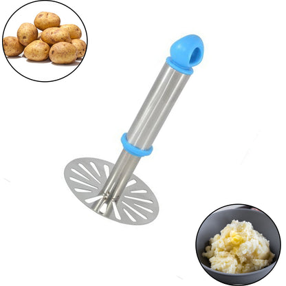 8123 Ganesh Potato/Pav Bhaji Masher with Plastic Handle, Silver & Plastic - Oval Pav Masher, Potato 1-Piece, Smasher Handle, Multicolor DeoDap