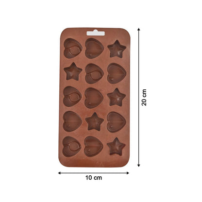 7614 Silicone Food Grade Reusable Non-Stick Multi Shape 15 Cavity Chocolate Mold DeoDap