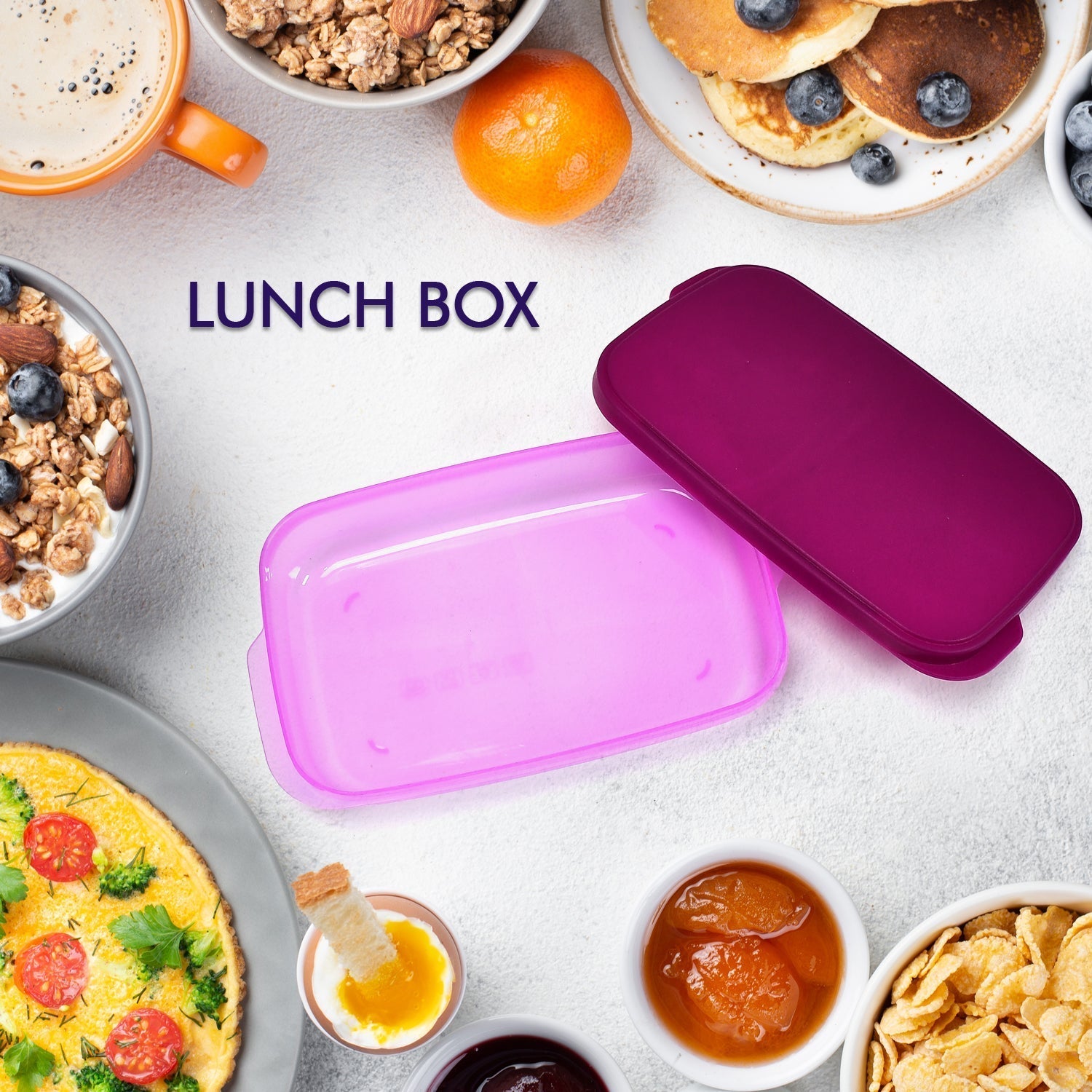 2453 Unbreakable Divine Leak Proof Plastic Lunch Box Food Grade Plastic BPA-Free 2 Containers with Spoon DeoDap