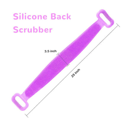 1303 SILICONE BODY BACK SCRUBBER DOUBLE SIDE BATHING BRUSH FOR SKIN DEEP CLEANING WITH HOOK DeoDap