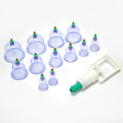 6614 12pcs Cups Vacuum Cupping Kit Pull Out a Vacuum Apparatus Therapy Relax Massagers Curve Suction Pump DeoDap