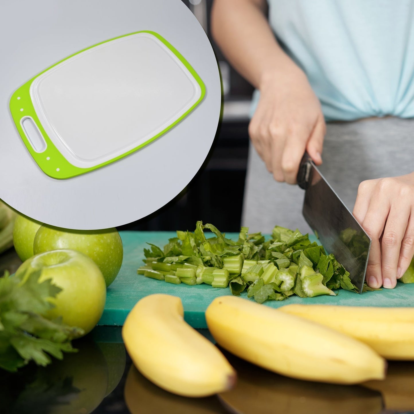 8136A Vegetables and Fruits Cutting Chopping Board Plastic Chopper Cutter Board Non-slip Antibacterial Surface with Extra Thickness DeoDap