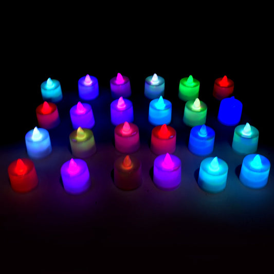 6463 24Pcs Festival Decorative - LED Tealight Candles | Battery Operated Candle Ideal for Party, Wedding, Birthday, Gifts (Multi Color) ( Diya , Divo , Diva , Deepak , Jyoti ,)