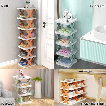 9054A  5 Tier Shoes Stand, Shoe Tower Rack Suit for Small Spaces, Closet, Small Entryway, Easy Assembly and Stable in Structure, Corner Storage Cabinet for Saving Space DeoDap