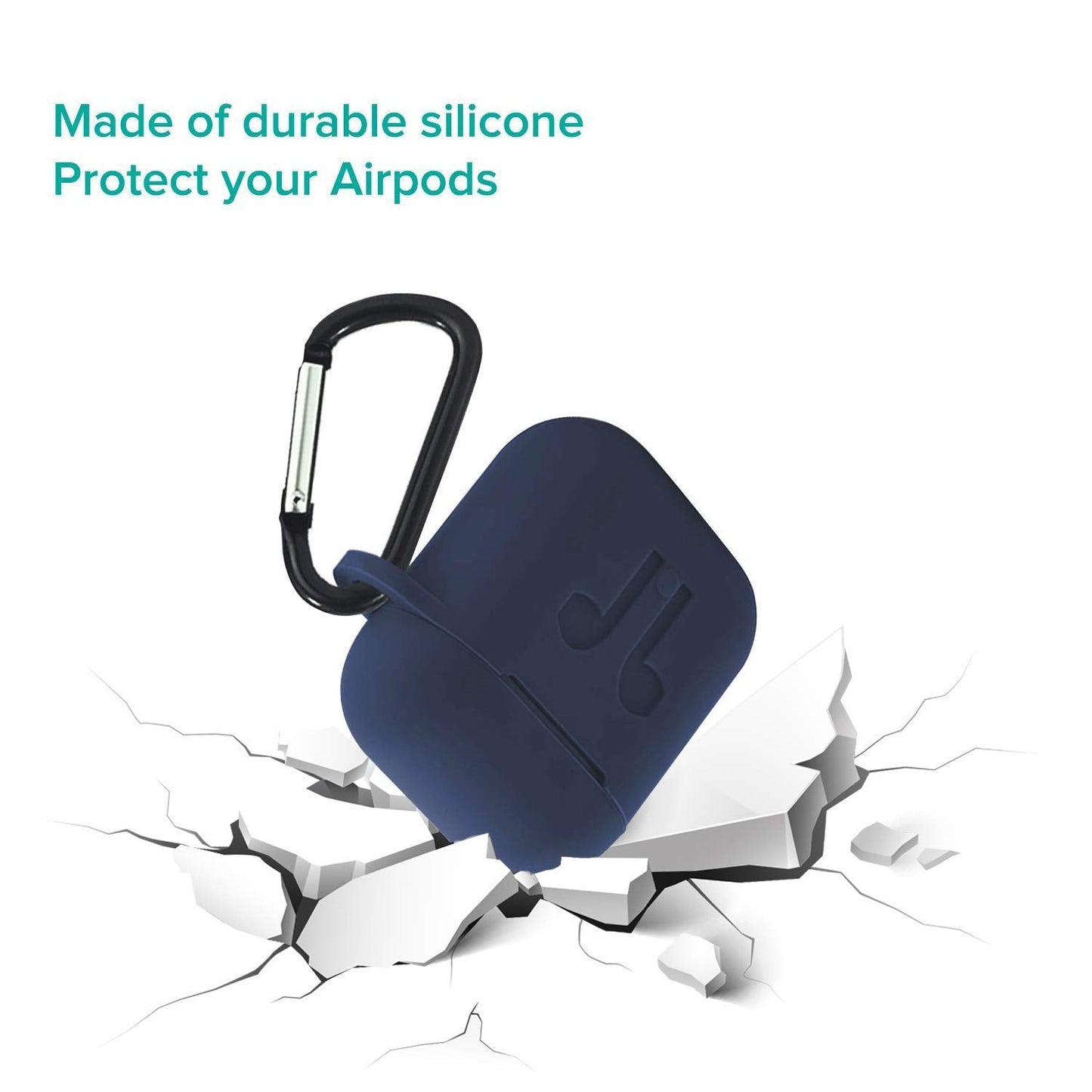 6473 Silicone Shockproof Protection Wireless Headphones Carrying Box Cover with Metal Keychain DeoDap