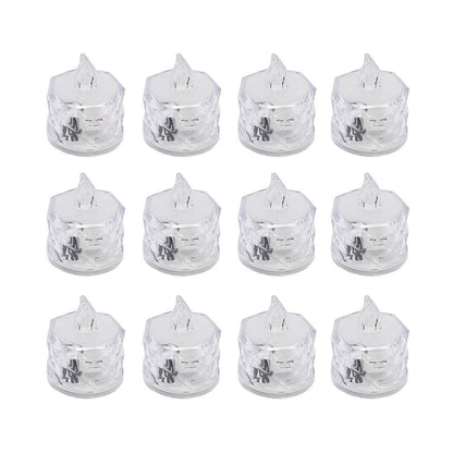 12 Pcs Flameless and Smokeless Decorative Acrylic Candles Transparent Led Tea Light Candle for Gifting, House, Diwali, Christmas, Festival, Events Decor Candles