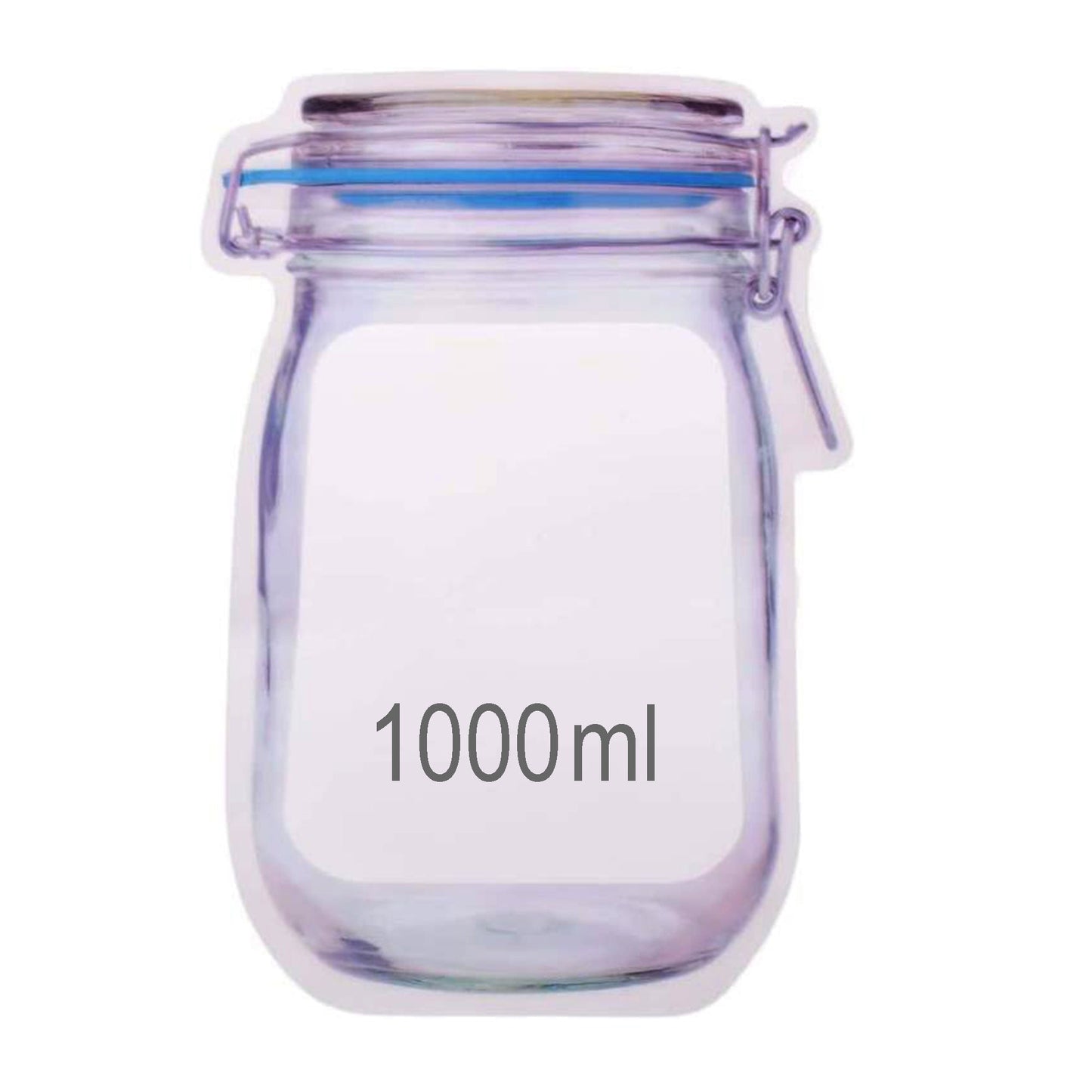 1075 Reusable Airtight Seal Plastic Food Storage Mason Jar Zipper (1000ml) DeoDap