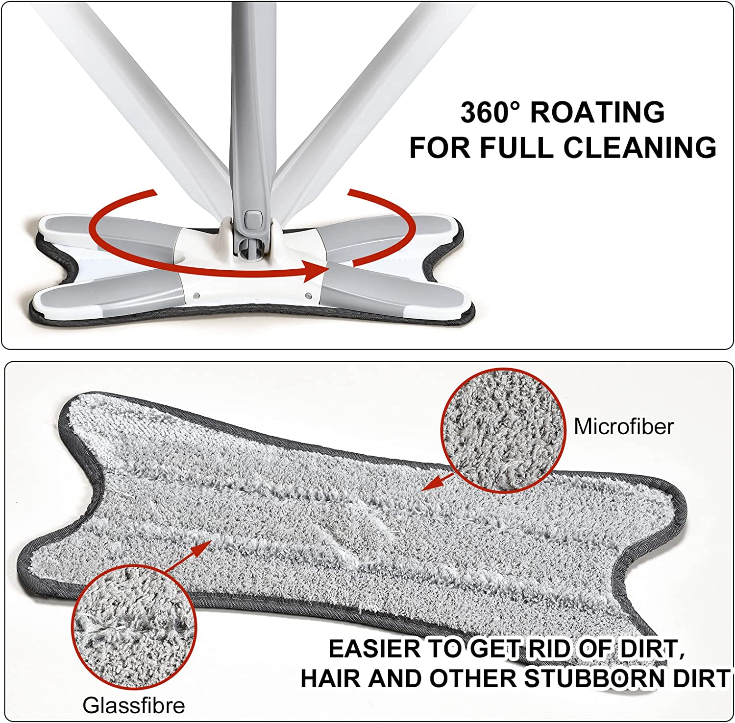 4874 X Shape Mop or Floor Cleaning Hands-Free Squeeze Microfiber Flat Mop System 360° Flexible Head, Wet and Dry mop for Home Kitchen with 1 Super-absorbent Microfiber Pads. DeoDap