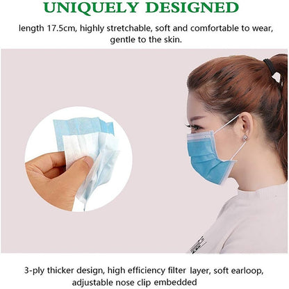 1388 Disposable Ear Loop Elastic Face Mask (50 Pc) DeoDap