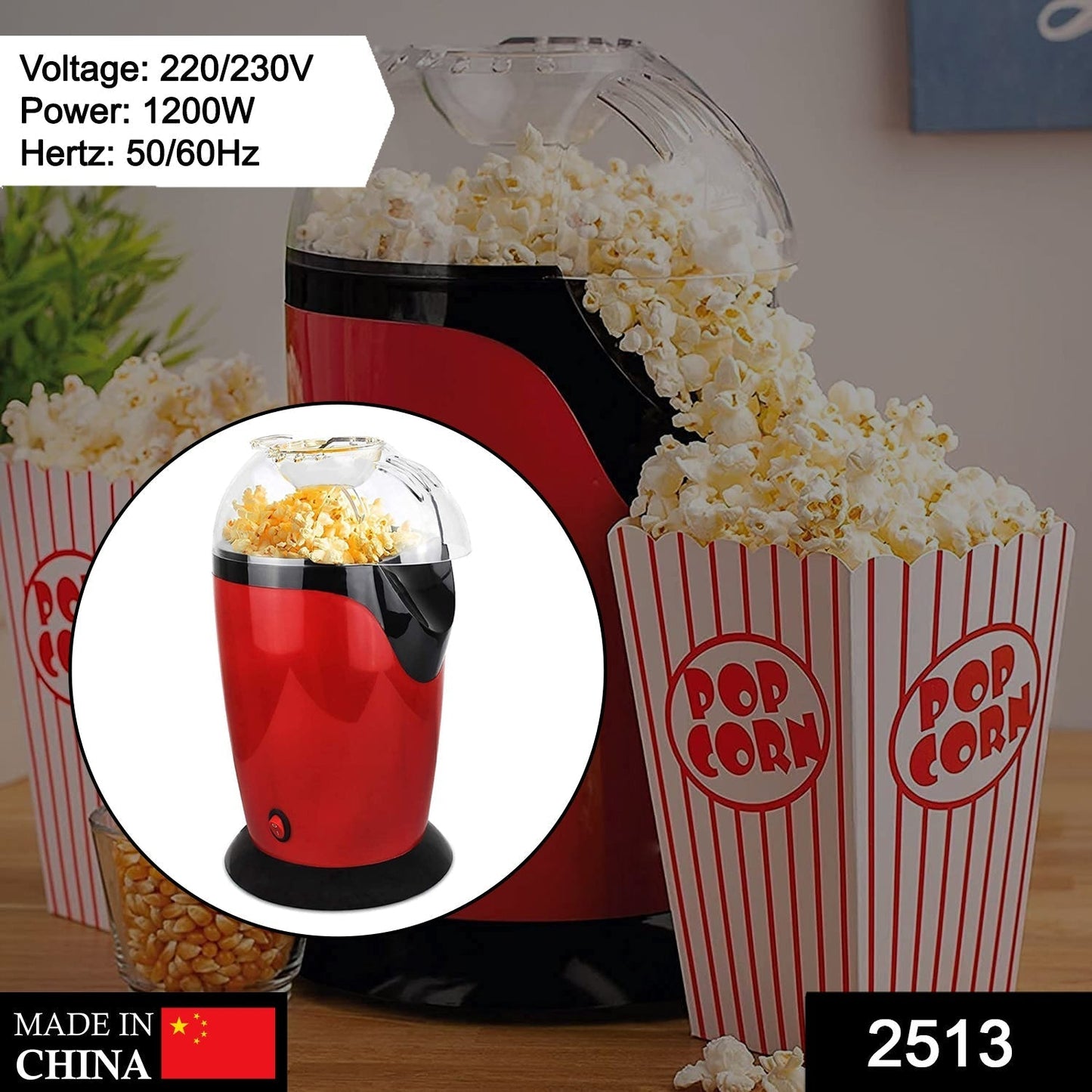 2513 Hot Air Popcorn, Popper Electric Machine Snack Maker DeoDap