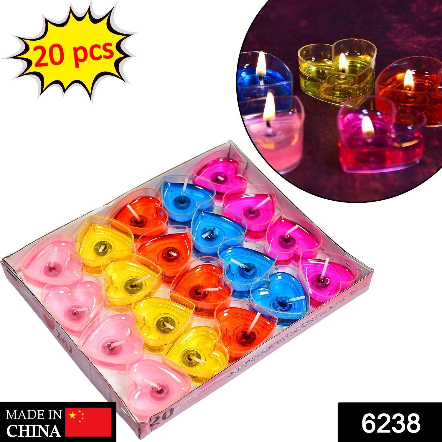 6238 Heart Shape Wax Scented Candles. (Pack of 20 pcs) DeoDap