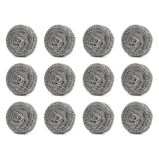 2388 Round Shape Stainless Steel Ball Scrubber (Pack of 12) DeoDap