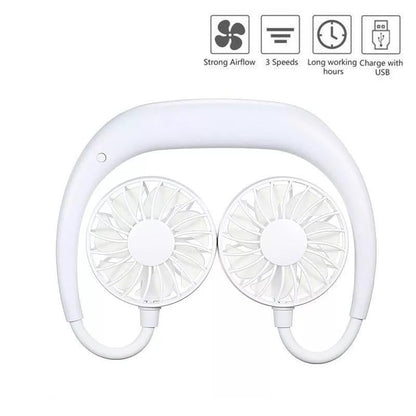 875 Portable USB Battery Rechargeable Mini Fan - Headphone Design Wearable Neckband Fan DeoDap