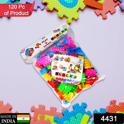 4431 Blocks Set for Kids, Play Fun and Learning Blocks for Kids Games for Children Block Game Puzzles Set Boys, Children (Multicolor, 120 Bricks Blocks) DeoDap