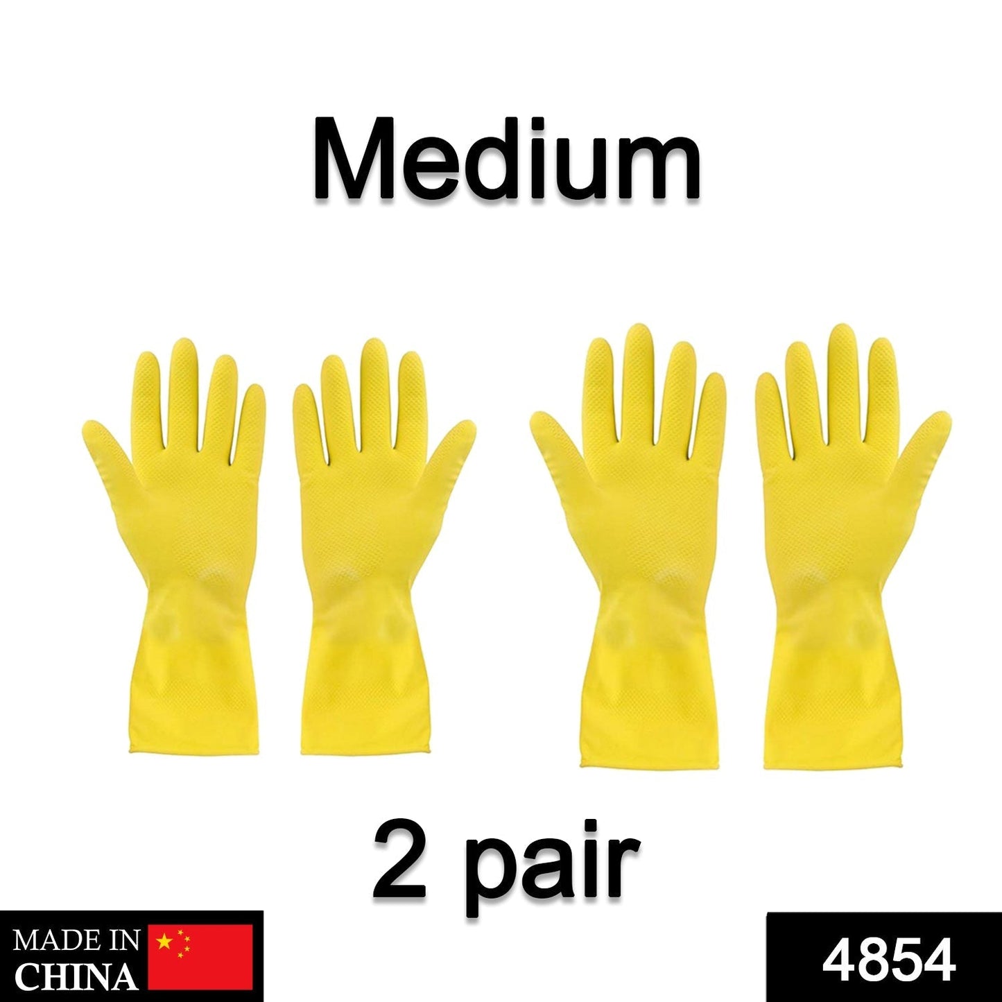 4854 2 pair med yellow gloves For Types Of Purposes Like Washing Utensils, Gardening And Cleaning Toilet Etc. DeoDap