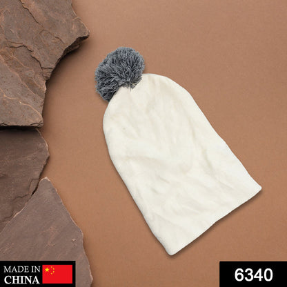 6340 Men's and Women's Skull Slouchy Winter Woolen Knitted Black Inside Fur Beanie Cap. DeoDap