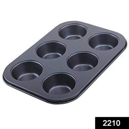 2210 Non-Stick Reusable Cupcake Baking Slot Tray for 6 Muffin Cup DeoDap