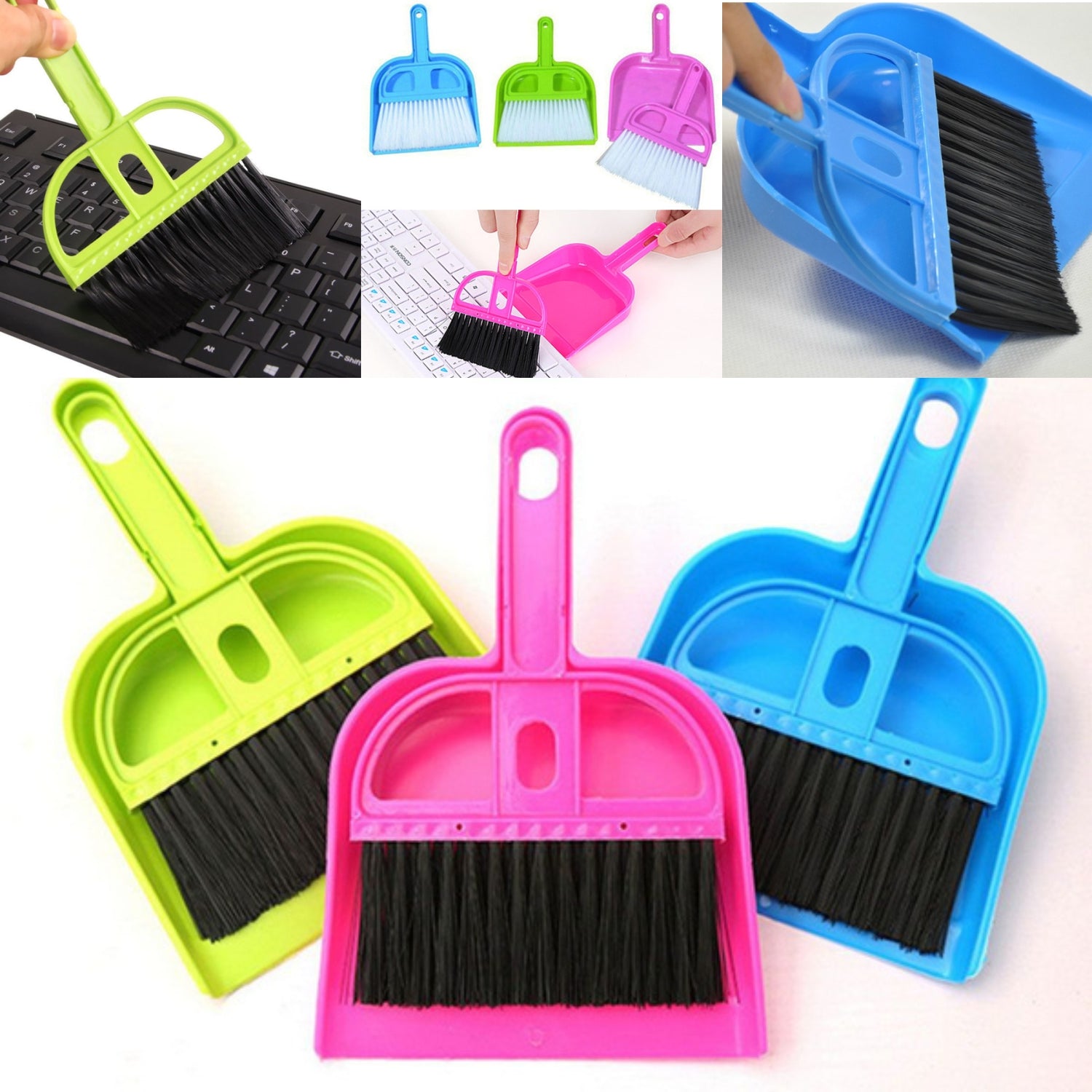 2213 Mini Dustpan with Brush Broom Set for Multipurpose Cleaning - 2 pcs DeoDap