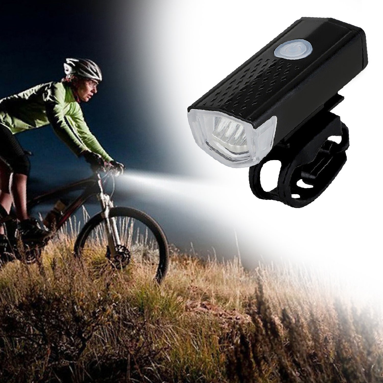 1637 USB Rechargeable Bicycle Light Set 400 Lumen Super Bright Headlight Front Lights DeoDap