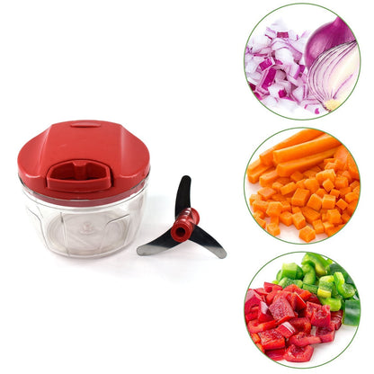 2283R Manual Red mini plastic food chopper with extra sharp blades (375 Ml)