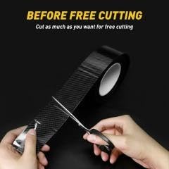 Self-Adhesive Nano Anti-Collision Strip 5D Carbon Fibre Pattern Anti-Scratch Tape Ideal for Car Protection and Decoration Interior & Exterior (Black)