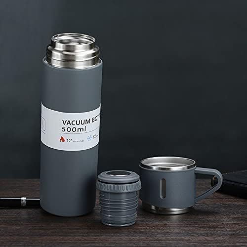 The grand magazin Stainless Steel Vacuum Flask Set with 3 Steel Cups Combo for Hot and Cold Drink Flask Bottle 500ml