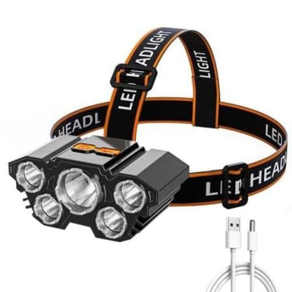 Freefall Safety 5LED Headlight Flashlight Rechargeable Light with Flashing for Outdoor Climbing & Camping Light, Guidance, Construction site, | Type - C Charge | Strong Magnetic | Pack of 1 Ps