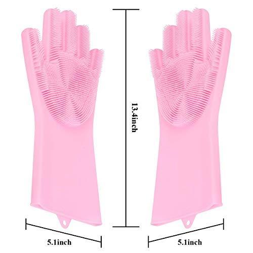 0714 Reusable Silicone Cleaning Brush Scrubber Gloves (Multicolor) DeoDap