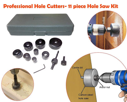 428 Wood Hole Saw Cutting Set (11 pcs, 19-64mm, Multicolour) DeoDap