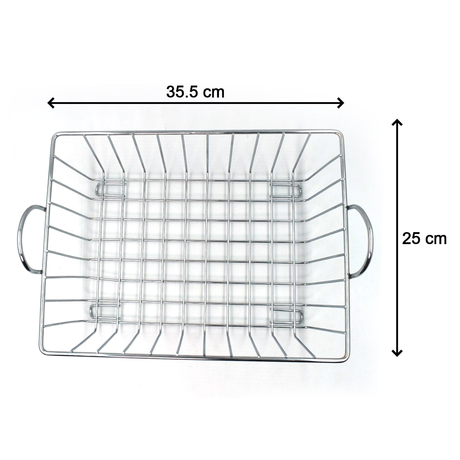 2743 SS Square Basket Stand used for holding fruits as a decorative and using purposes in all kinds of official and household places etc. DeoDap