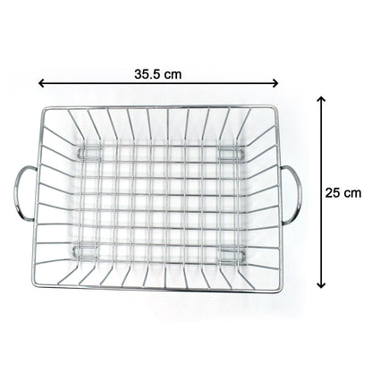 2743 SS Square Basket Stand used for holding fruits as a decorative and using purposes in all kinds of official and household places etc. DeoDap