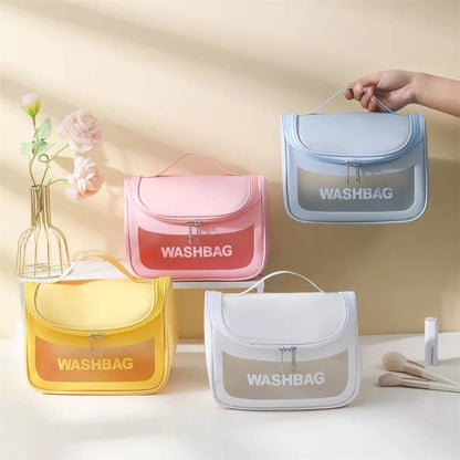 The grand magazin Culture Clear Toiletry Bag, Wash Make Up Bag PVC Waterproof Zippered Cosmetic Bag, Portable Carry Pouch for Women Men (D Shape Multicoloured)