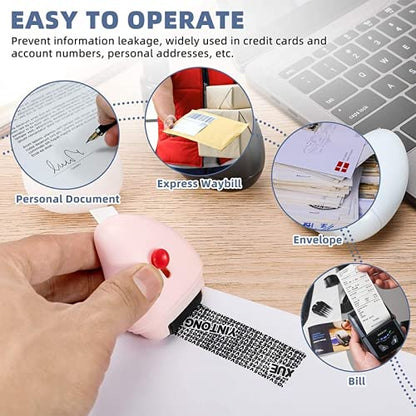 The grand magazin Identity Protection Roller Stamp Guard Your ID Stamp Roller with Cutting Tool Designed for Anti-Theft, Protect Your Confidential Address, Bank Statement, Personal Privacy