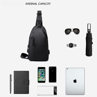 The grand magazin Men's Chest Bag Shoulder Bag Messenger Sports Backpack Water Resistant Usb Charging Port Shoulder Sling Bag