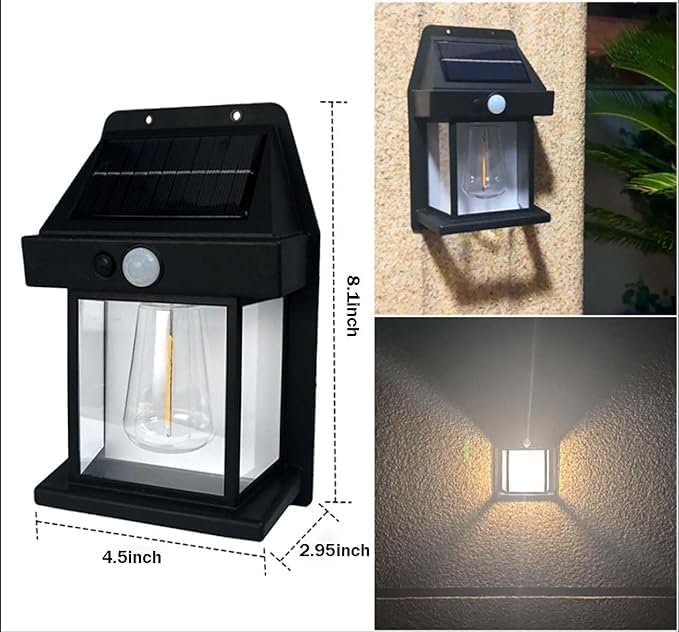 Tungsten Bulb led Solar Outdoor Garden Wall Light with Sensor Wireless ip65 Solar Wall lamp-1 PIC