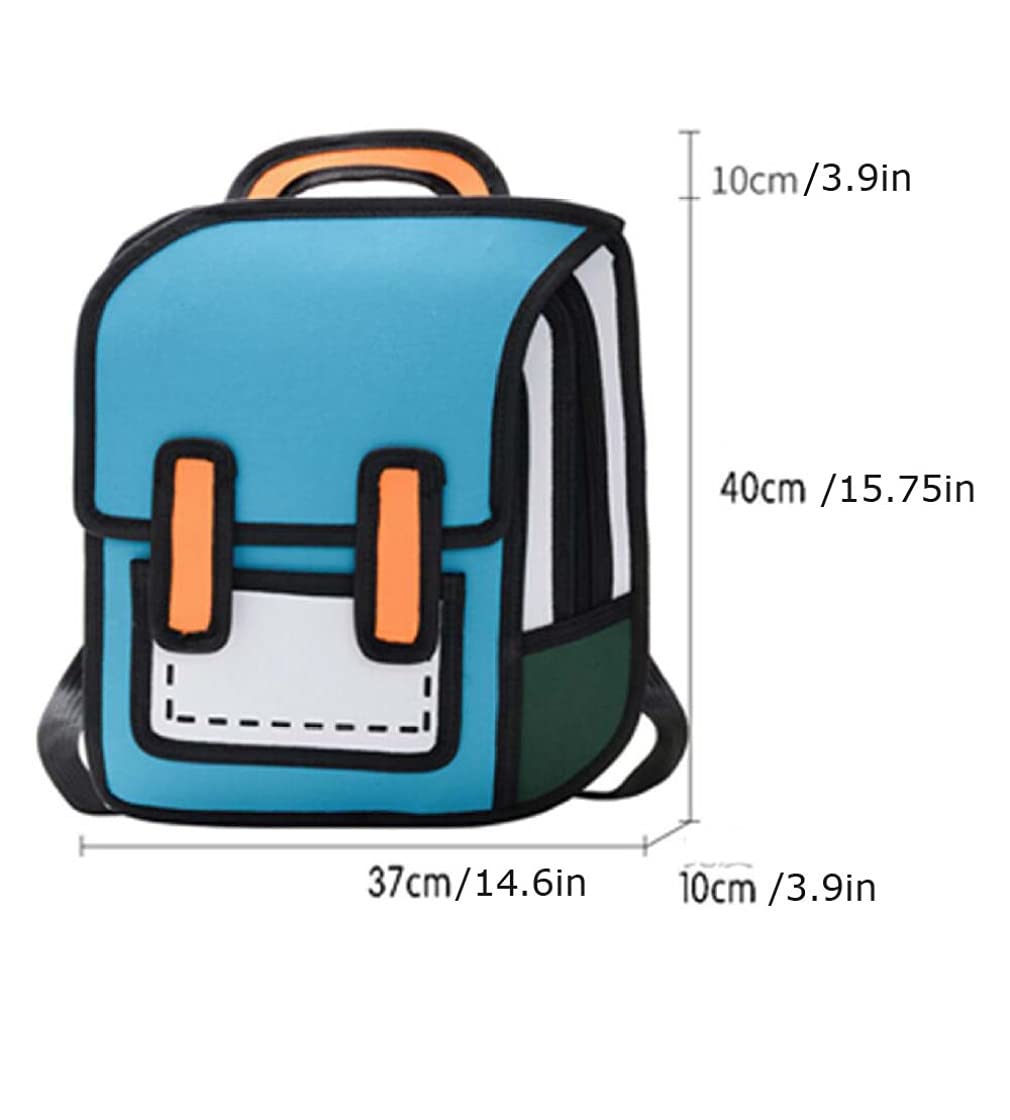 The grand magazin Girls Boys Jump Style 3D Backpack 16Inch 2D Drawing Anime Comic Cartoon Backpack Daypack Large (Multicoloured)