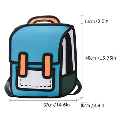 The grand magazin Girls Boys Jump Style 3D Backpack 16Inch 2D Drawing Anime Comic Cartoon Backpack Daypack Large (Multicoloured)