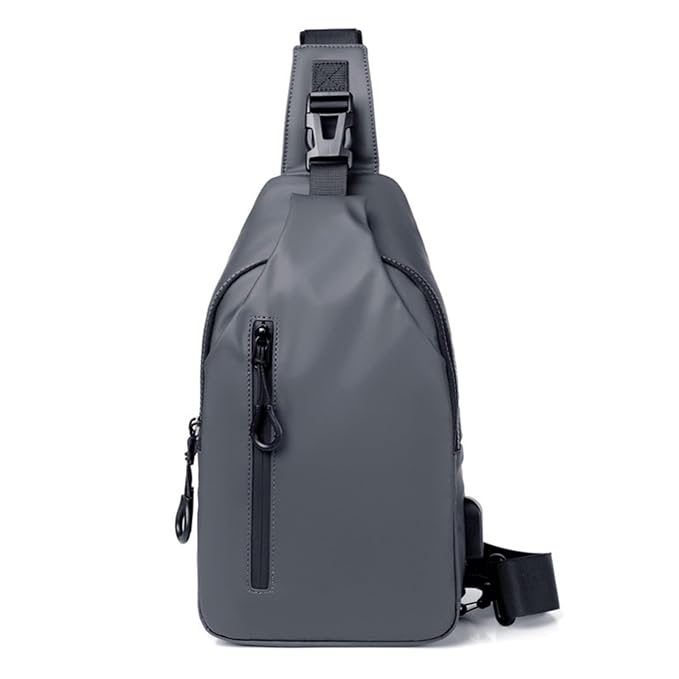 The grand magazin Men's Chest Bag Shoulder Bag Messenger Sports Backpack Water Resistant Usb Charging Port Shoulder Sling Bag