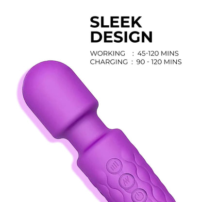 Waterproof Rechargeable Personal Body Massager for Women | Cordless Handheld Wand with 20 Vibration Modes & 8 Speed Patterns | Perfect for Pain Relief Massag