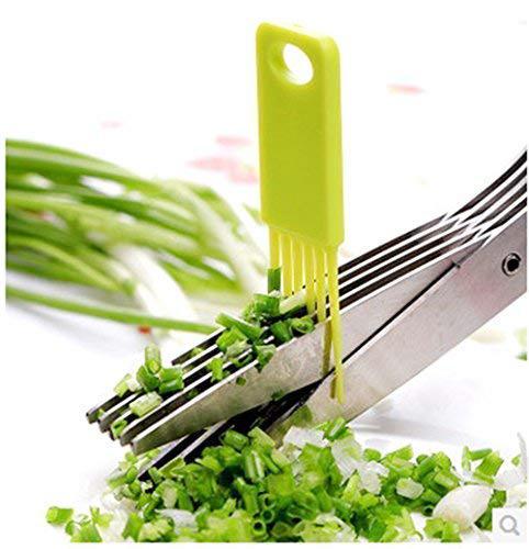 1563 Multifunction Vegetable Stainless Steel Herbs Scissor with 5 Blades DeoDap