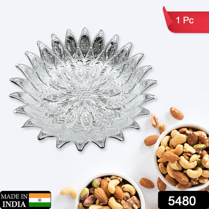 5480  Traditional Design Serving Tray, Plastic Silver Finish Serving Tray, Multipurpose Tray, Decorative Tray, Mukhwas Serving Tray (1 Pc )