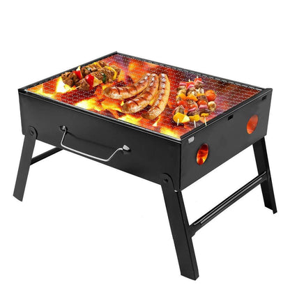 126 Folding Barbeque Charcoal Grill Oven (Black, Carbon Steel) DeoDap